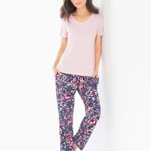 NWT Soma Cool Nights PJ Pearl Pink Roses Anchor
